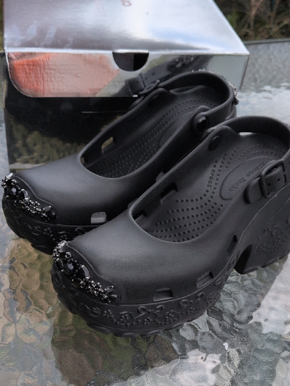 Simone Rocha x CROCS Black Platform Ballerina Clogs Sz 9 - Picture 3 of 6